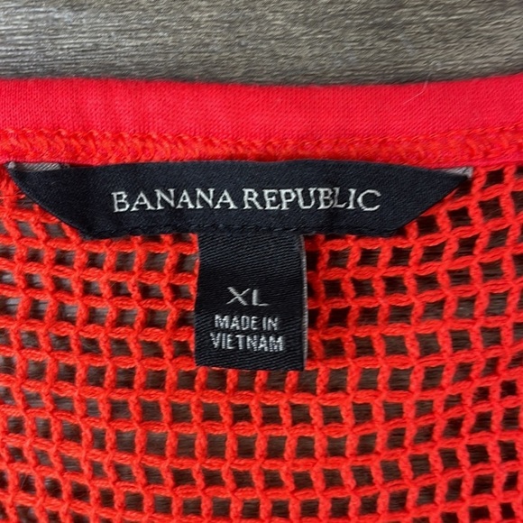 Banana Republic Knit Top Crochet Open Embroidered Floral Shirt Red/Orange. Sz XL - Picture 2 of 9